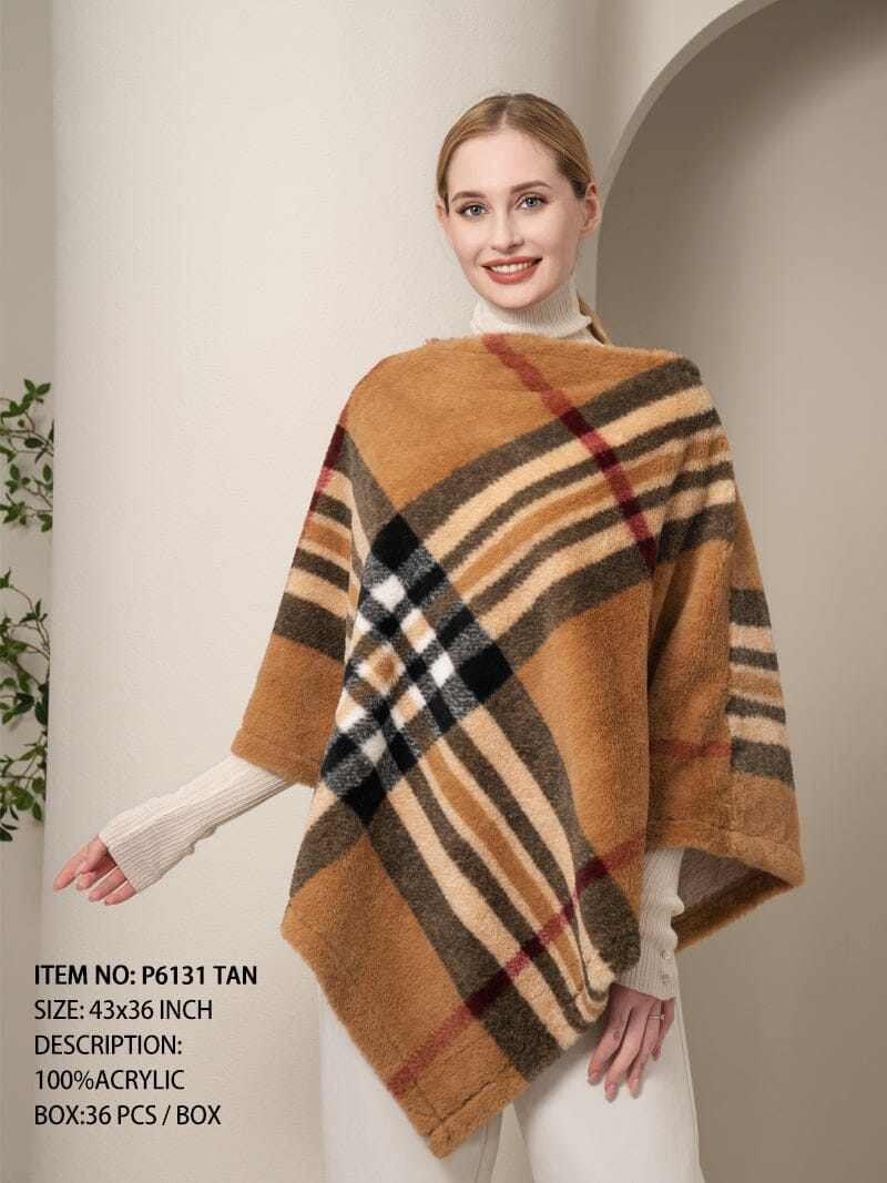 Winter Fashion Poncho Sweater #P6131 Tan (PC)