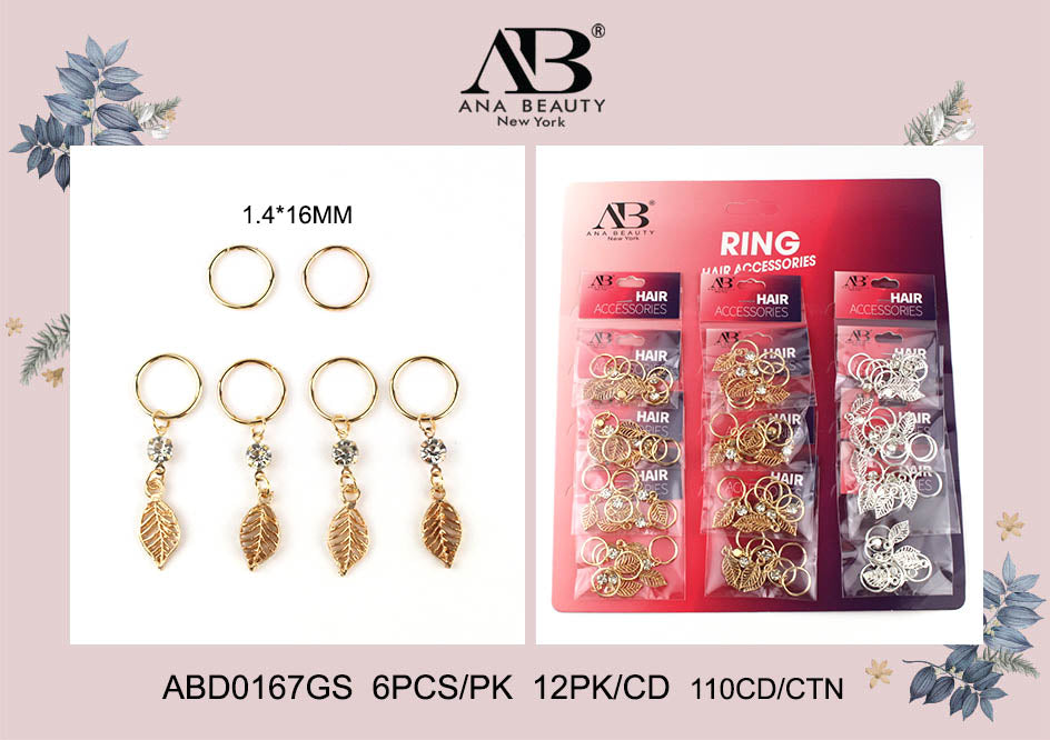 Fashion Hair Ring Accessories #ABD0167GS (12PC)