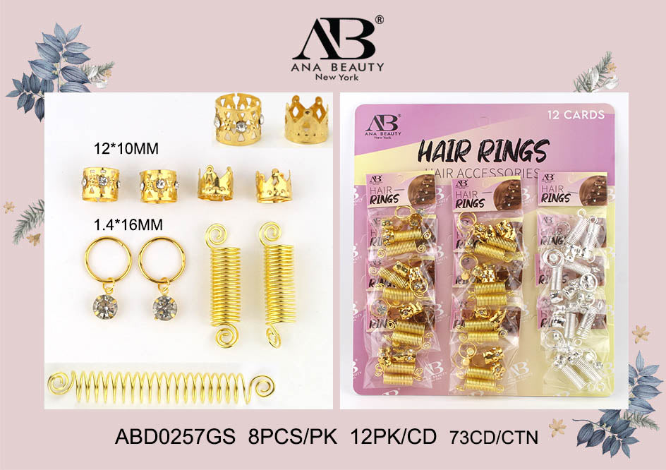 Fashion Hair Ring Accessories #ABD0257GS (12PC)