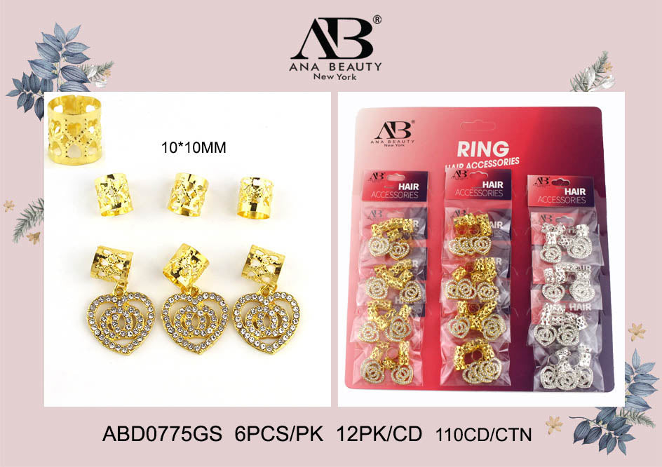 Fashion Hair Ring Accessories #ABD0775GS (12PC)