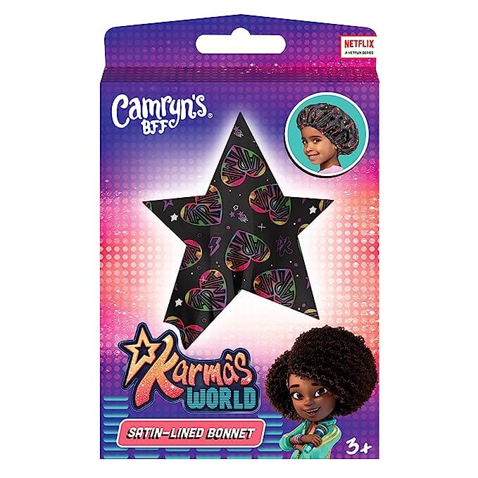 #1002 Karma's World Satin Bonnet / Black & Pink (6PC)