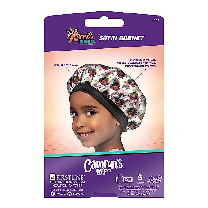 #1003 Karma's World Satin Bonnet / White & Pink (6PC)