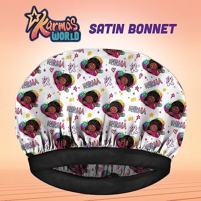 #1003 Karma's World Satin Bonnet / White & Pink (6PC)