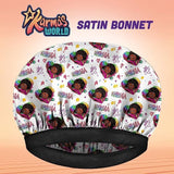 #1003 Karma's World Satin Bonnet / White & Pink (6PC)