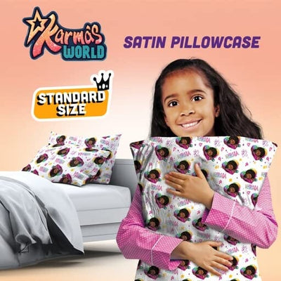 #1105 Karma's World Satin Pillowcase / White & Pink (PC)