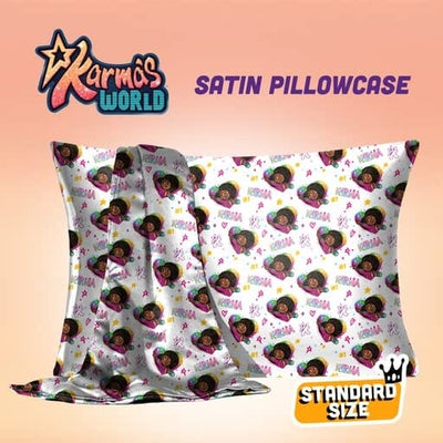 #1105 Karma's World Satin Pillowcase / White & Pink (PC)