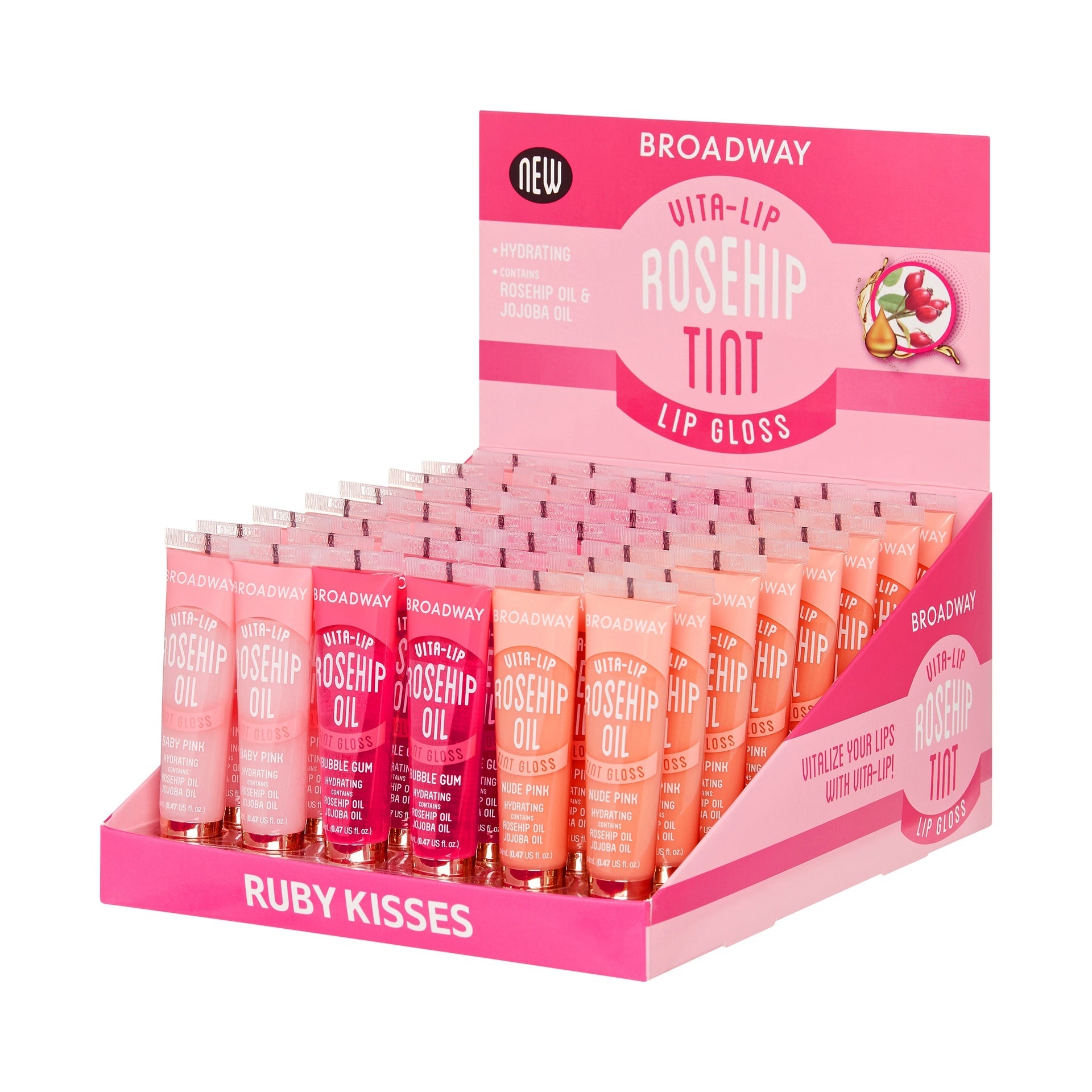 Broadway Vita-Lip Tint Gloss Bubble Gum/Pink Mix Set (48PC)