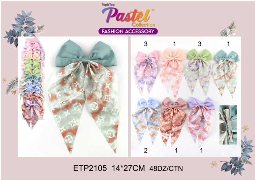 Fashion Long Tail Strand Hairbows #ETP2105 (12PC)