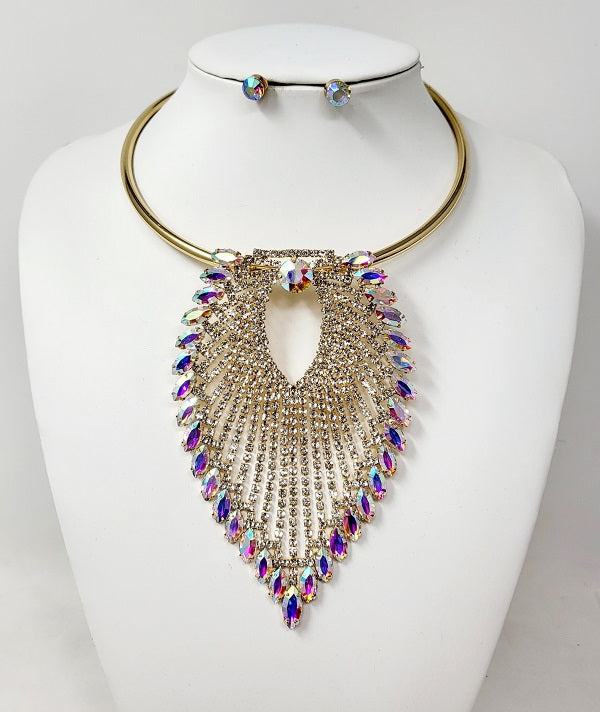 Fashion Necklace Set W/ Rhinestones #JN10654 - Multiple Colors (PC)