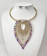Fashion Necklace Set W/ Rhinestones #JN10654 - Multiple Colors (PC)