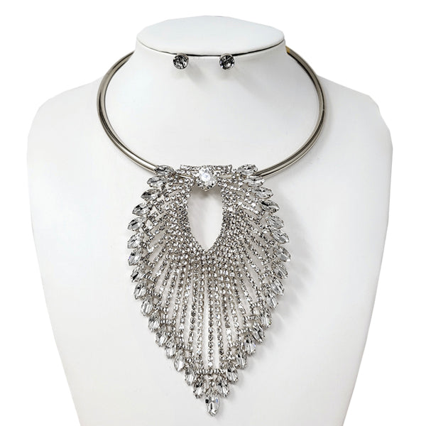 Fashion Necklace Set W/ Rhinestones #JN10654 - Multiple Colors (PC)