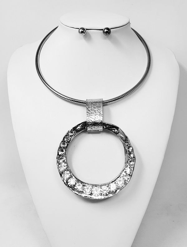 Fashion Large Circle Necklace Set #JN10680 - Multiple Colors (PC)