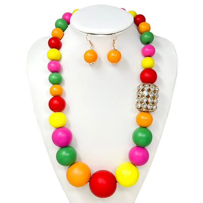 Fashion Wooden Necklace Set #JN10758 - Multiple Colors (PC)