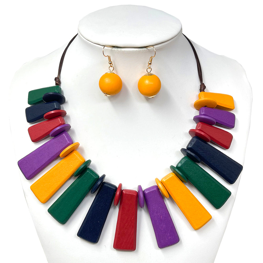 Fashion Wooden Necklace Set #JN10760 - Multiple Colors (PC)