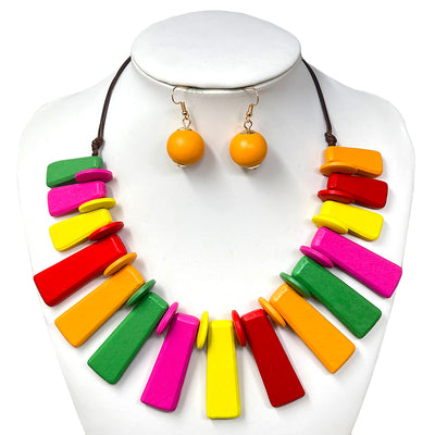 Fashion Wooden Necklace Set #JN10760 - Multiple Colors (PC)