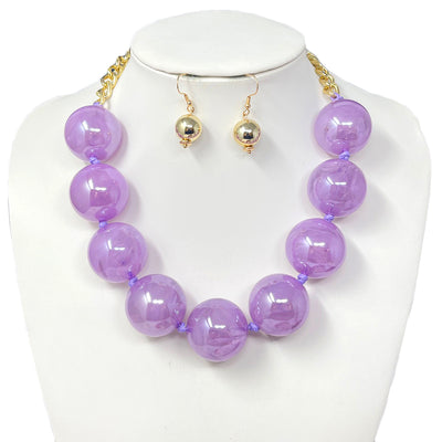 Fashion Large Bead Necklace Set #JN10906 - Multiple Colors (PC)