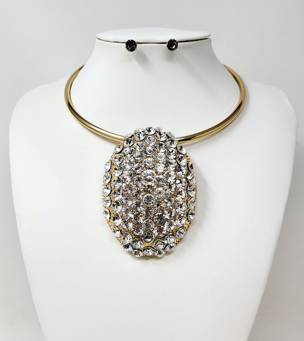 Fashion Necklace W/ Rhinestones Set #JN20046GCL - GOLD (PC)