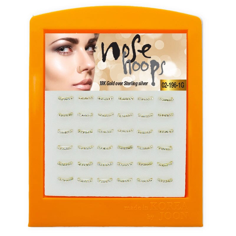 Nose Rhinestone Hoops 18K Gold #02-196-1G Set/Display (36PC)