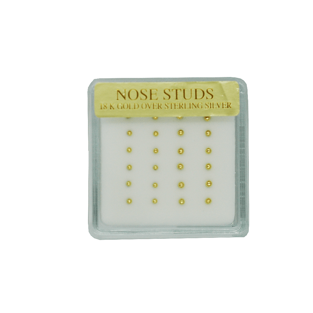 Nose Ball Studs 18K Gold #02-13 Set/Display (24PC)