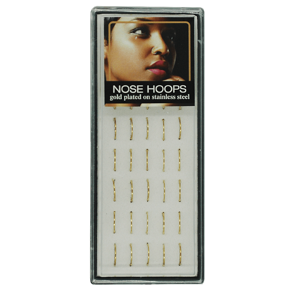 Nose Hoops Gold Plated #02-13-12G Set/Display (40PC)
