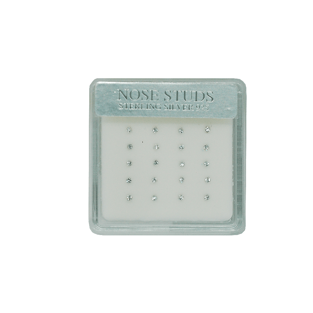 Nose Studs Sterling Silver Medium #02-01 Set/Display (24PC)
