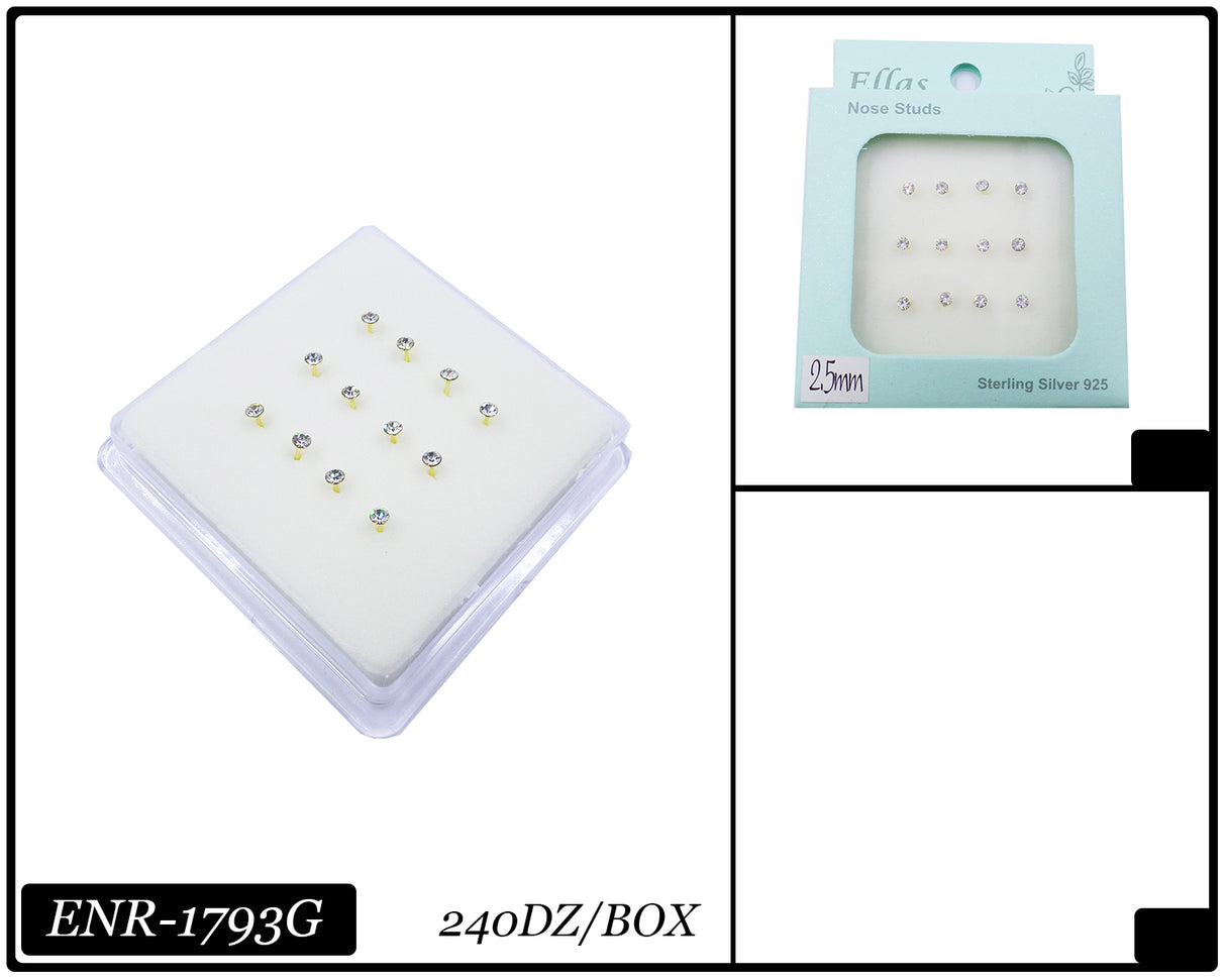 Nose Rhinestone Stud Set Gold #ENR-1793G (12PC)