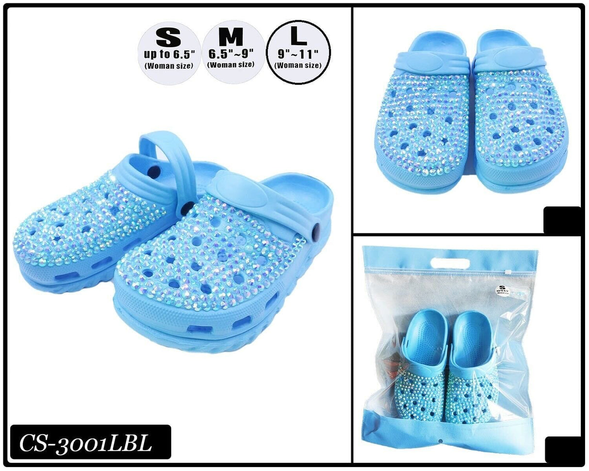 Fashion Rhinestone Clog Slippers #CS3001LBL (PC)