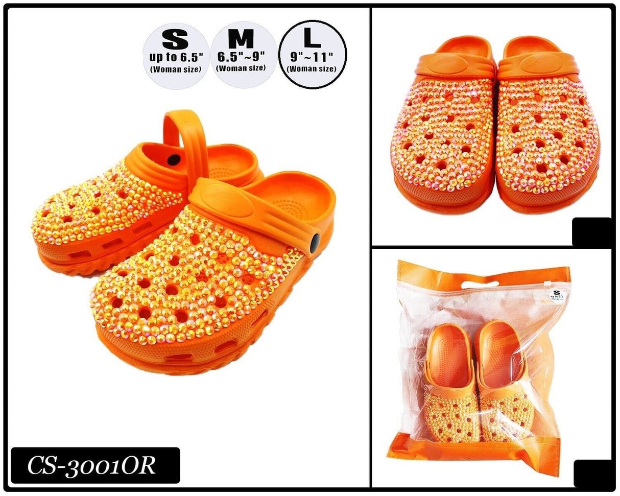 Fashion Rhinestone Clog Slippers #CS3001OR (PC)