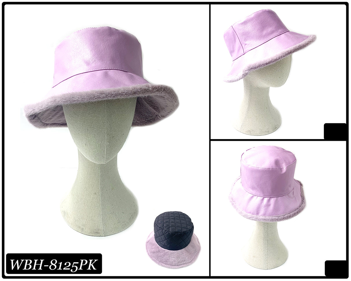 Fashion Fuzzy Reversible Bucket Hat #WBH8125 - Multiple Colors (PC)