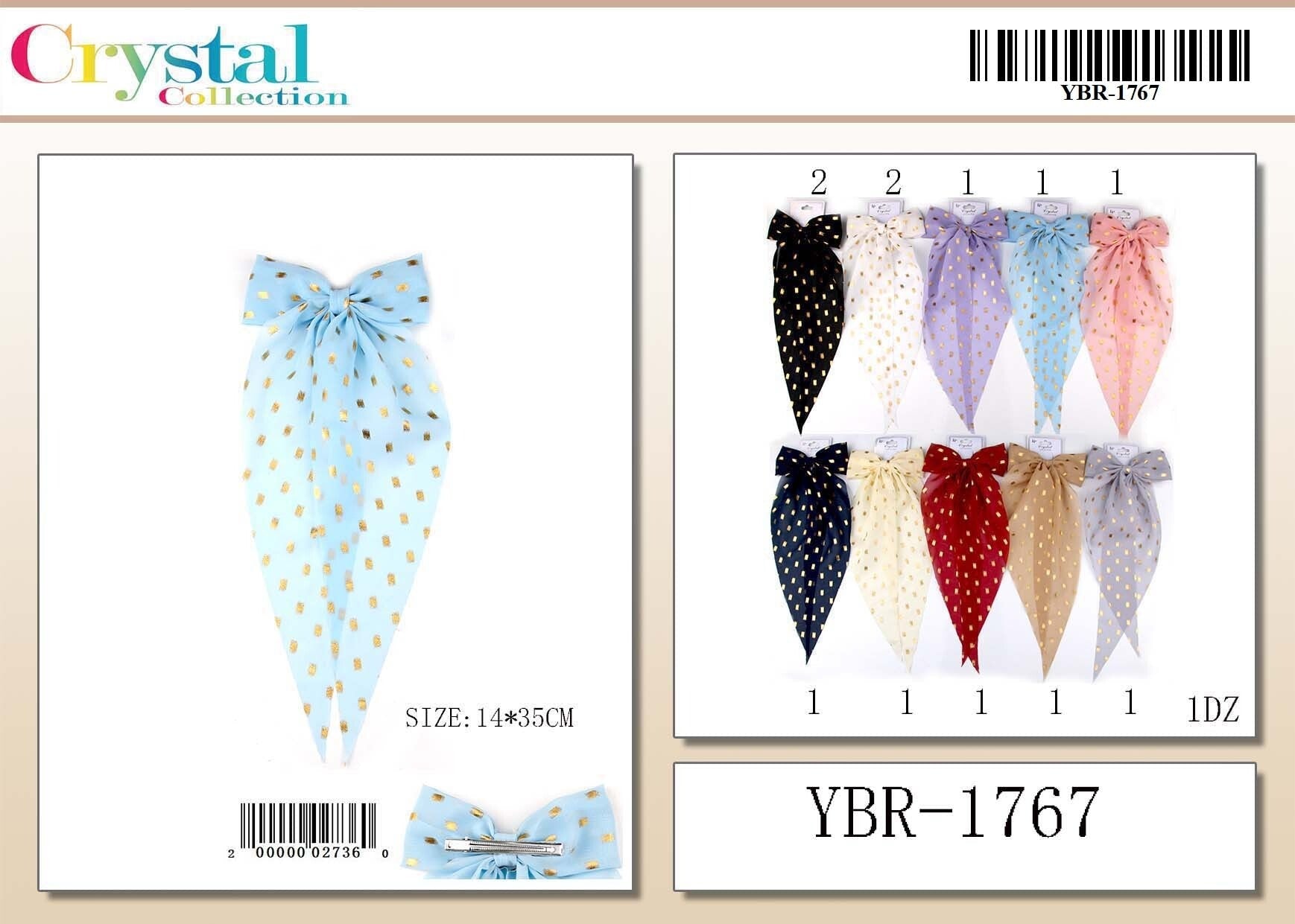 Fashion Long Tail Strand Hairbows #YBR1767 (12PC)