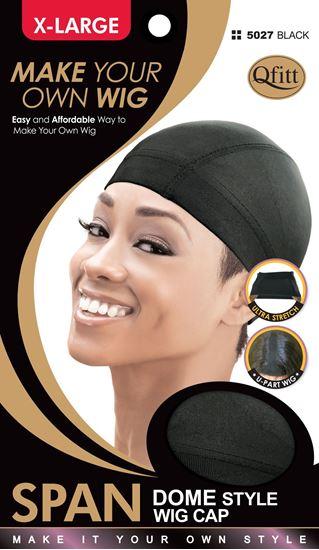 5027 Span Dome Style Wig Cap X Large Black 12 PC