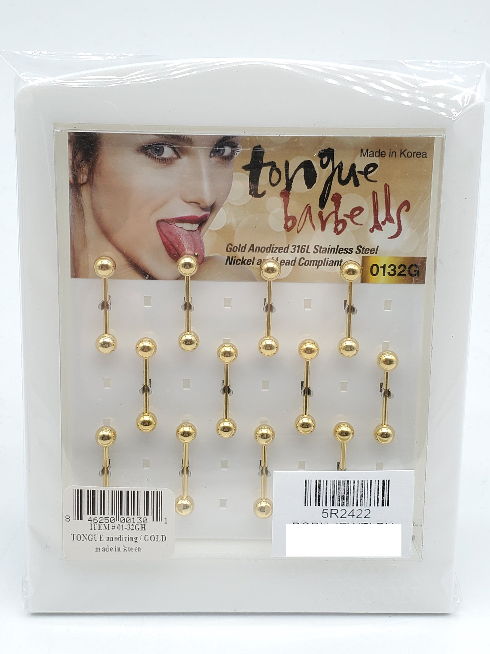 Tongue Barbells #01-32GH Set/Display (12PC)