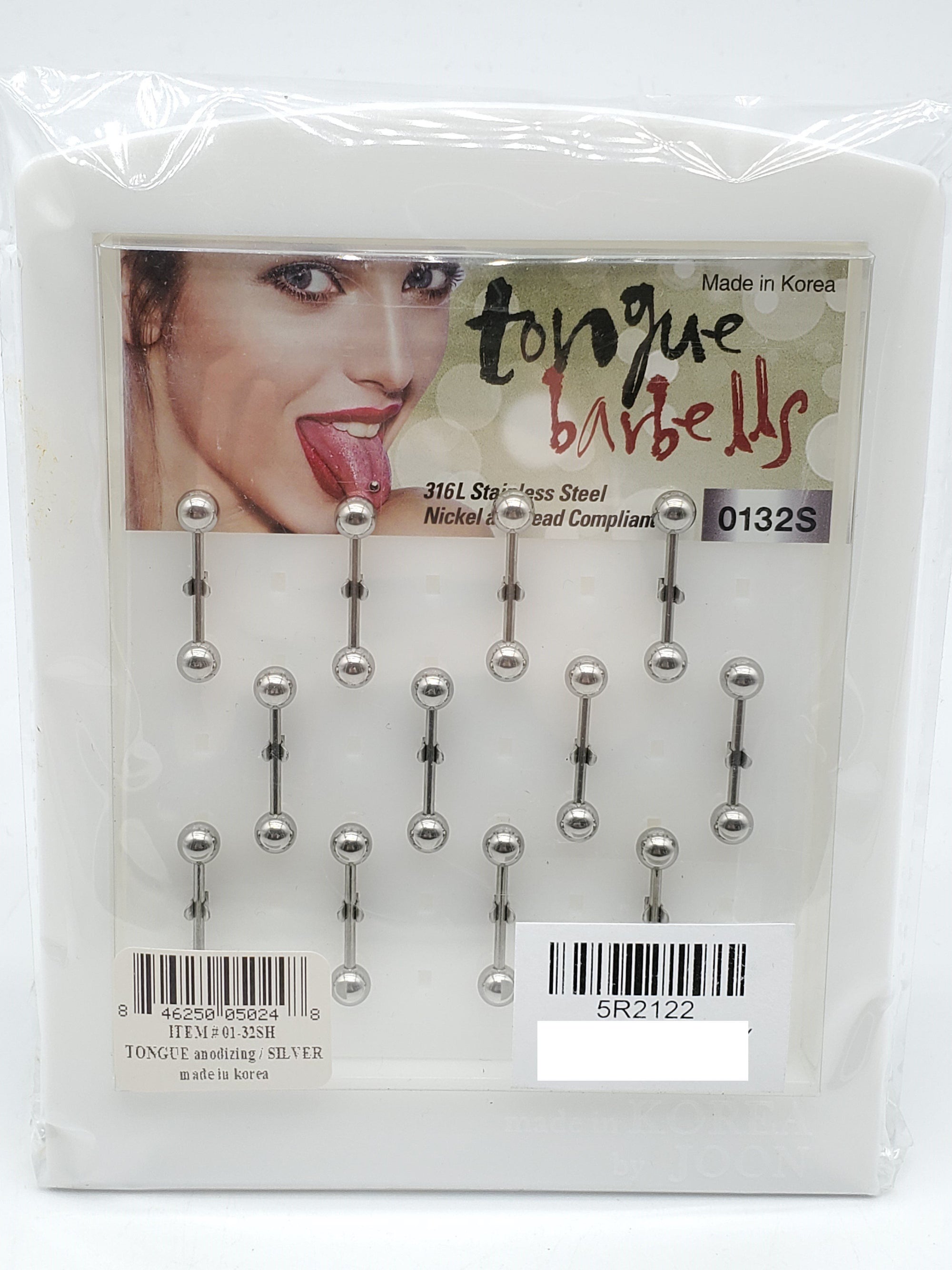 Tongue Barbells #01-32SH Set/Display (12PC)