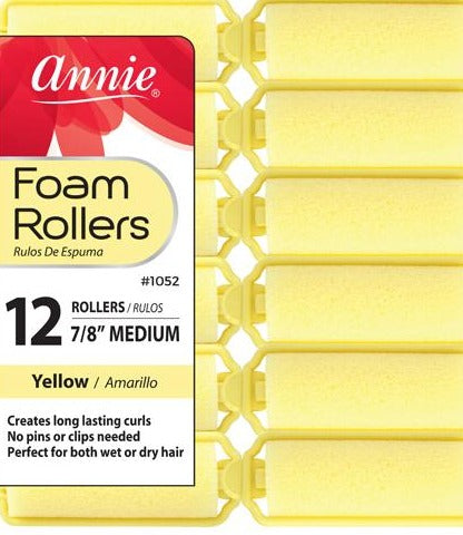 #1052 Annie Foam Rollers Medium 12Pc Yellow (6PC)