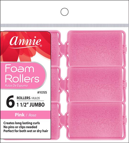 #1055 Annie Foam Rollers Jumbo 6Pc Pink (6PC)