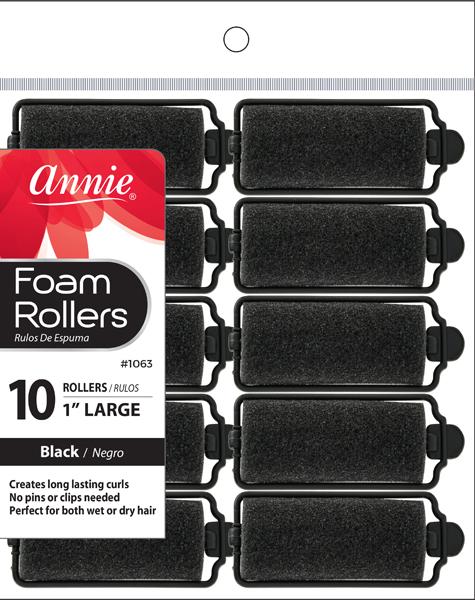 #1063 Annie Large Foam Rollers 10Pc Black (6PC)