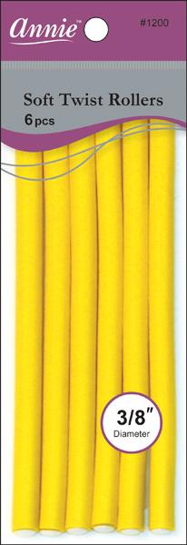 #1200 Annie Soft Twist Rollers 7"Long 6Pc Yellow (6PC)