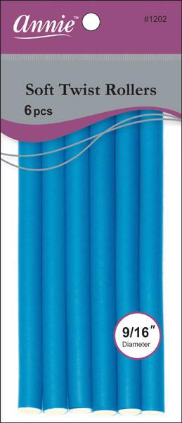 #1202 Annie Soft Twist Rollers 7" Long 6Pc Blue (6PC)