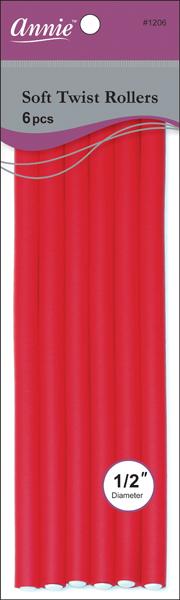 #1206 Annie Soft Twist Rollers 10" Long 6Pc Red (6PC)