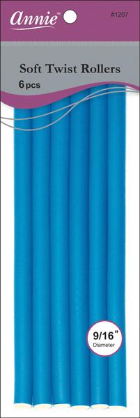 #1207 Annie Soft Twist Rollers 10" Long 6Pc Blue (6PC)