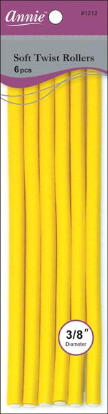 #1212 Annie Soft Twist Rollers 10" Long 6Pc Yellow (6PC)