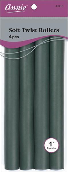 #1215 Annie Soft Twist Rollers 10" Long 4Pc Dark Green (6PC)