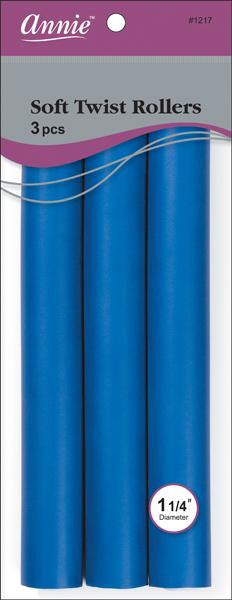 #1217 Annie Soft Twist Rollers 10" Long 3Pc Blue (6PC)