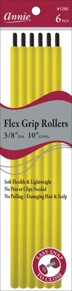 #1280 Annie Flex Grip Rollers 3/8" Diameter 10" Long 6Pc Yellow (6PC)