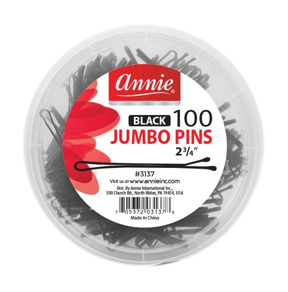 #3137 Annie 100Pc Jumbo Pins Black 2 3/4" (12PC)