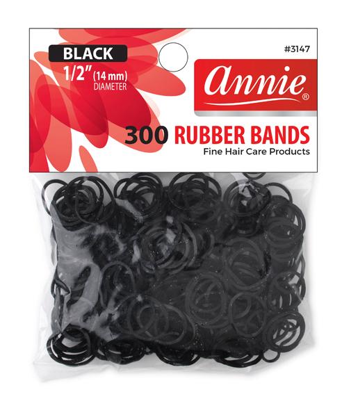 #3147 Annie 300Pc Rubber Bands Black Medium (12PC)