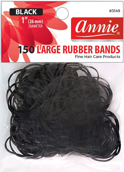 #3149 Annie 150Pc Rubber Bands Black Large (12PC)