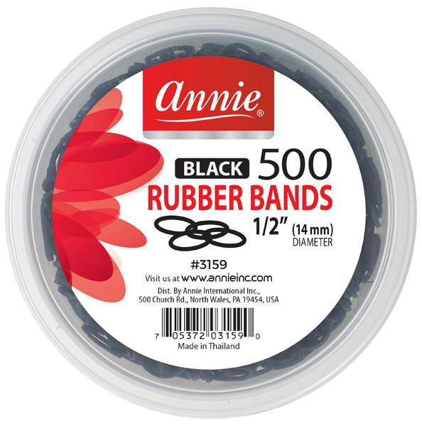 #3159 Annie 500Pc Rubber Bands Black (6PC)