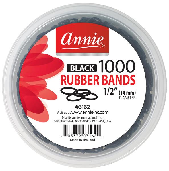 #3162 Annie 1000Pc Rubber Bands Black (6PC)