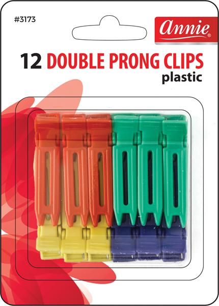 #3173 Annie 12Pc Double Prong Clips Assort Color (12PC)